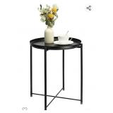 NEW Metal Side Table, Black 18" D x 21" T