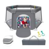 Portable Play Yard, Grey *appears gently used, in