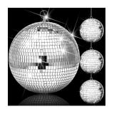NEW 4 Pk Silver Hanging Disco Balls (1 - 12", 3 -