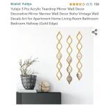 Yulejo 3 Pcs Acrylic Teardrop Mirror Wall Decor
