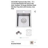 VCCUCINE Topmount Bar Sink,13 x 15 Inch