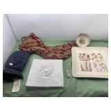 Ice scrapper glove, photo album, serving plate