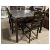 Granite like table & 4 chairs - counter height -