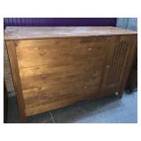 Wooden 3 drawer 1 door dresser- 50in long, 20in