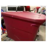 Red 18 gallon storage tote with lid