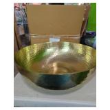 New 14" Round Hammered Gold Bowl