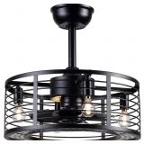 18" 8 Blade Modern Black Caged Industrial