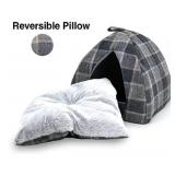 NEW 16" x 16" x H:14" Soft Pet Bed, Plaid Linen