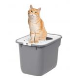 NEW Top Entry Cat Litter Box, Gray/White