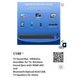 Bestisan TV Sound Bar, 100Watts Soundbar for TV,