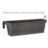 Railing Planter, Ratan Look, Grey, Rectangular