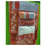 New 18 Pc Louisa Orange Bathroom Set with Towels