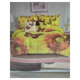 New Queen Size Luxury  Butterfly Comforter 7 Pc