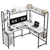 NEW 60" Corner Computer Desk with Hutch, White