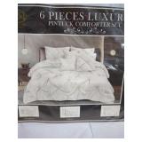 New 6 Pc Luxury Pintuck Comforter Set