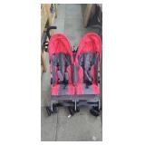 Double Stroller, Red & Grey *Used, needs spot