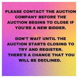 New Bidder? Contact Auctioneer.