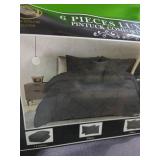 New King Size Luxury Light Grey 6 Pc Comforter