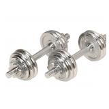 Sunny Health & Fitness 33lb Chrome Dumbbell Set.
