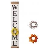 "Welcome" Sign for Porch w/ 3 wreaths, 60ï¿½H,
