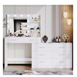 NEW 65" W Makeup Vanity Desk w/ Mirror & 3-Color