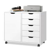 NEW Printer Stand with Door & 5 Drawers, White