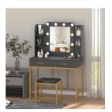 NEW Vanity Desk w/ Stool, Black & Gold *1 piece