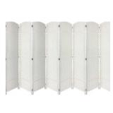 New 8 Panel Room Divider Screen   White