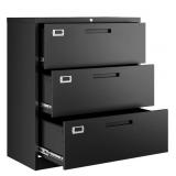 NEW 3 Drawer Metal Filing Cabinet (Black)