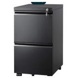 NEW 2-Drawer Mobile File Cabinet w/ Lock, Black