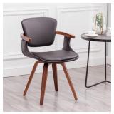 Mid Century Modern 360ï¿½Swivel Black Faux Leather