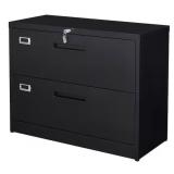 New Black Lateral File Cabinet with 2 Drawers
