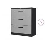 NEW 3 Drawer Lateral File Cabinet, Black &