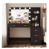 46.7" Makeup Vanity Table w/ Lighted Mirror & 5