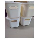 4 New Pieces Plastic Storage Bins with Lids White