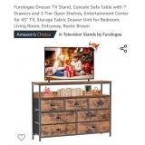 NEW 7 Drawer Fabric Dresser/TV Stand, Rustic