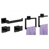 NEW 5 Pc Bathroom Accessory Set, Matte Black