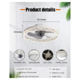 QUMFIXPU Low Profile Ceiling Fan with Light,