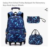 Galaxy Print School Trolley Backpack for