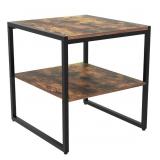 NEW 2 Tier 20" Square Side Table, Rustic Brown