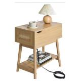 NEW Flip Top Nightstand w/ Charging Station,