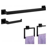 NEW 4 Pc Bathroom Accessory Set, Matte Black