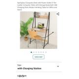SpringSun Computer Desk with Power Outlet 2-Tier
