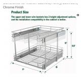 DINDON 2 Tier Pull Out Cabinet Organizer (11" W x