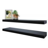 NEW Set of 2 Black Wall Mounted Floating Shelves
