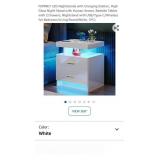 FOMNEY LED Nightstands with Charging Station,