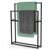 NEW  2 Tier Towel Rack, 43" T Freestanding, Black
