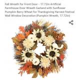 Fall Wreath for Front Door - 17.72in Artificial