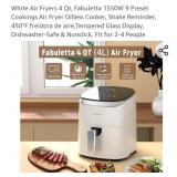 White Air Fryers 4 Qt, Fabuletta 1550W 9 Preset