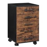 NEW 5-Drawer Wooden File Cabinet, Rustic Brown